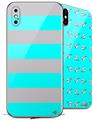 2 Decal style Skin Wraps set for Apple iPhone X and XS Psycho Stripes Neon Teal and Gray