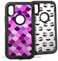 2x Decal style Skin Wrap Set compatible with Otterbox Defender iPhone X and Xs Case - Scales Pink Purple (CASE NOT INCLUDED)