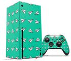 WraptorSkinz Skin Wrap compatible with the 2020 XBOX Series X Console and Controller Paper Planes Turquoise (XBOX NOT INCLUDED)