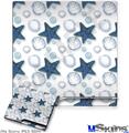 Decal Skin compatible with Sony PS3 Slim Starfish and Sea Shells White