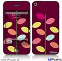 iPhone 4 Decal Style Vinyl Skin - Plain Leaves On Burgundy (DOES NOT fit newer iPhone 4S)