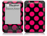 Kearas Polka Dots Pink On Black - Decal Style Skin fits Amazon Kindle 3 Keyboard (with 6 inch display)