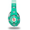 WraptorSkinz Skin Decal Wrap compatible with Beats Studio (Original) Headphones Paper Planes Turquoise Skin Only (HEADPHONES NOT INCLUDED)