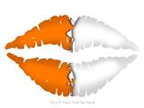 Ripped Colors Orange White - Kissing Lips Fabric Wall Skin Decal measures 24x15 inches